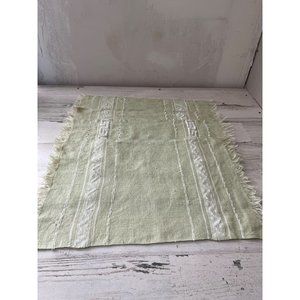 Celery green set of four fabric placemats with fringe